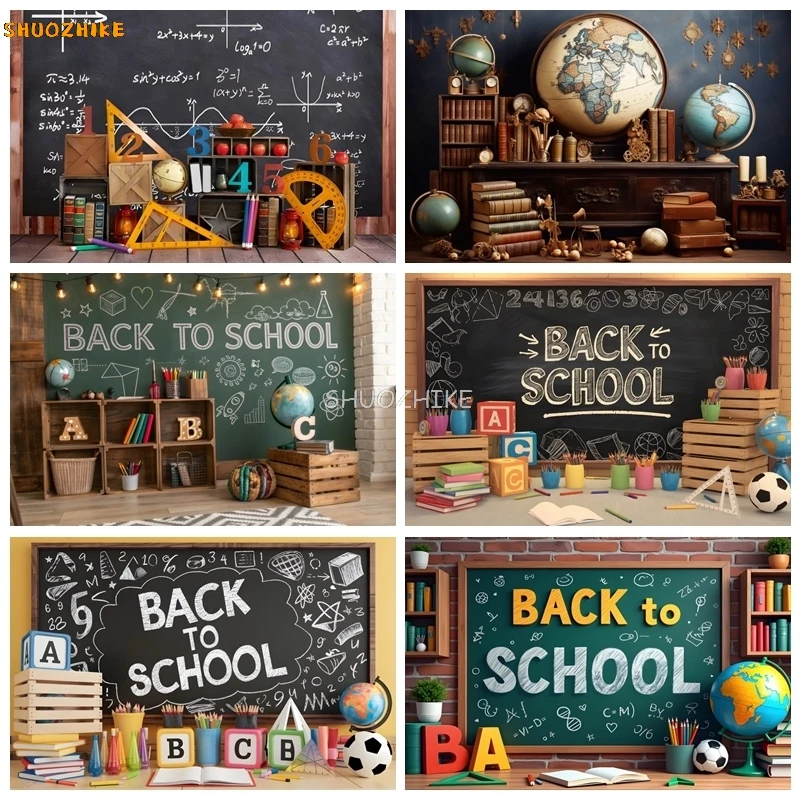 Back to School Photography Backdrop Children Baby Black Blackboard Pencil Graduation Background for Photo Studio Photocall Props