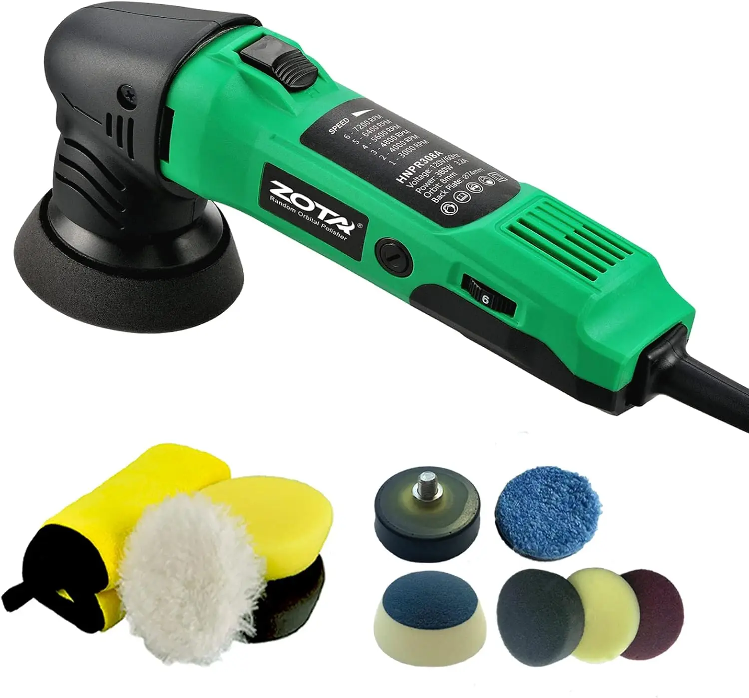 

Mini Car Buffer Polisher with 8mm Random Orbital, Variable Speed for Detailing