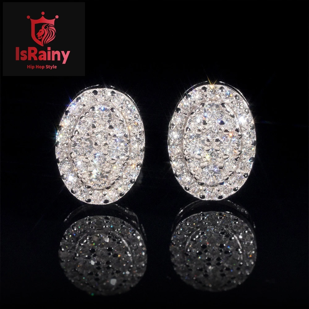 IsRainy Hip Hop Rock VVS1 D Real GRA Moissanite Stud Earrings 925 Sterling Silver Screw Ear Stud Fine Jewelry Diamonds Pass Test