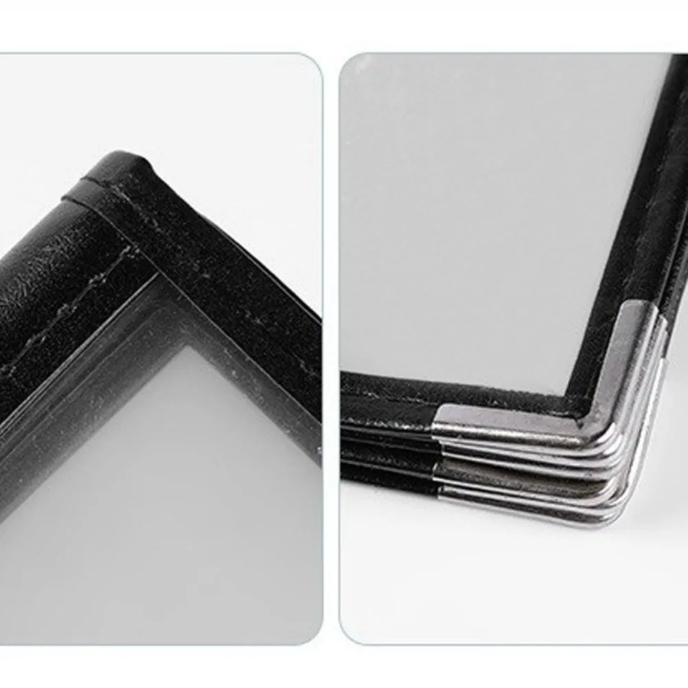 

Foldable PVC Transparent Menu Cover Metal Corners Reusable Menus Price Display Book Protective Waterproof Shell Document Folder