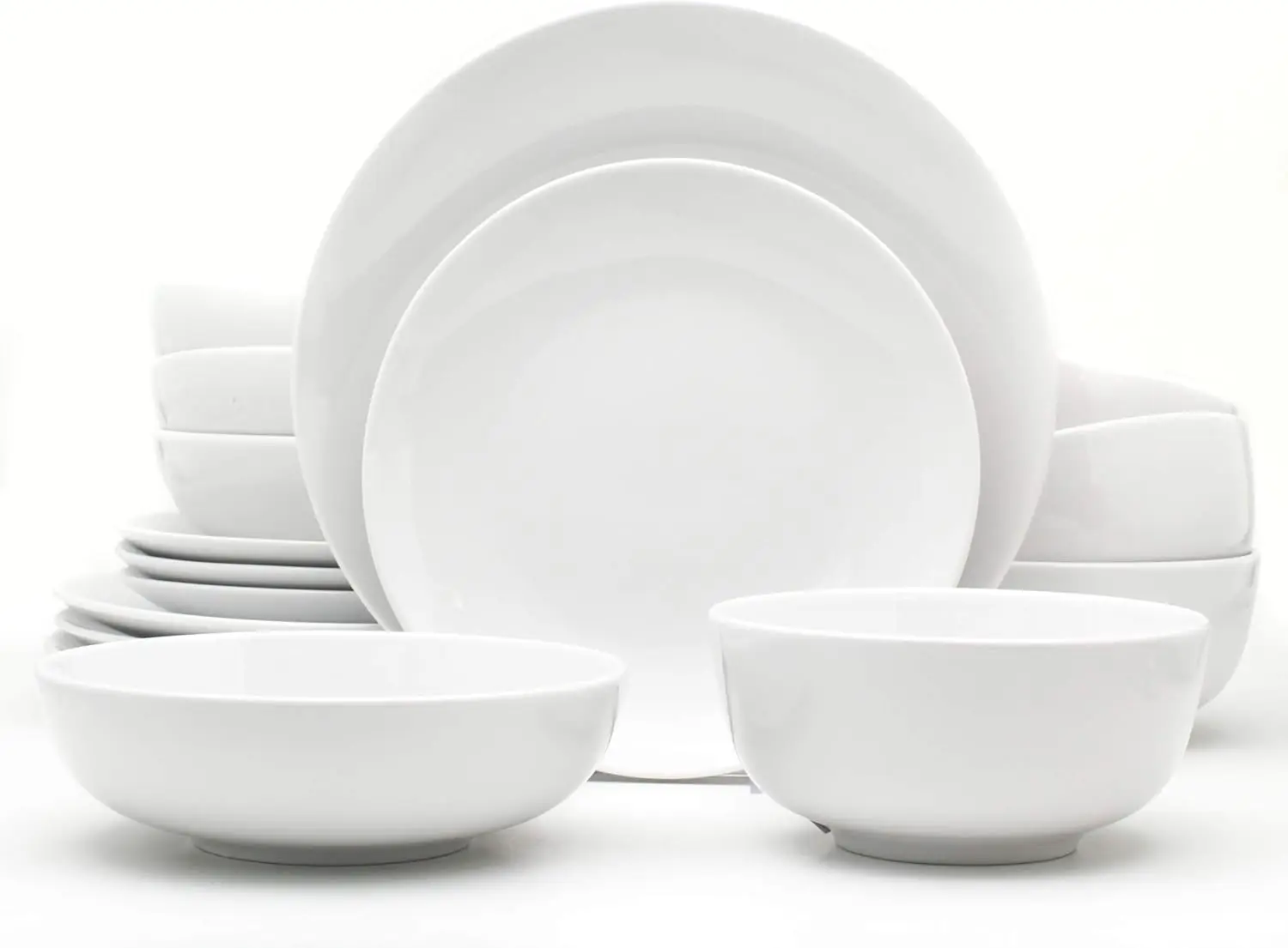 

16-Piece Porcelain Dinnerware Set, Service for 4, Classic White - Essential Collection