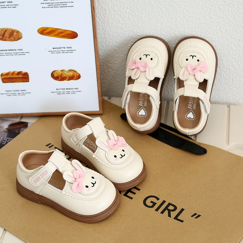 

Toddler Girls Cute Rabbit Leather Shoes 2026 New Summer Kids Mary Jane Flats Soft Sole Simple Princess Kid School Party Dress Up
