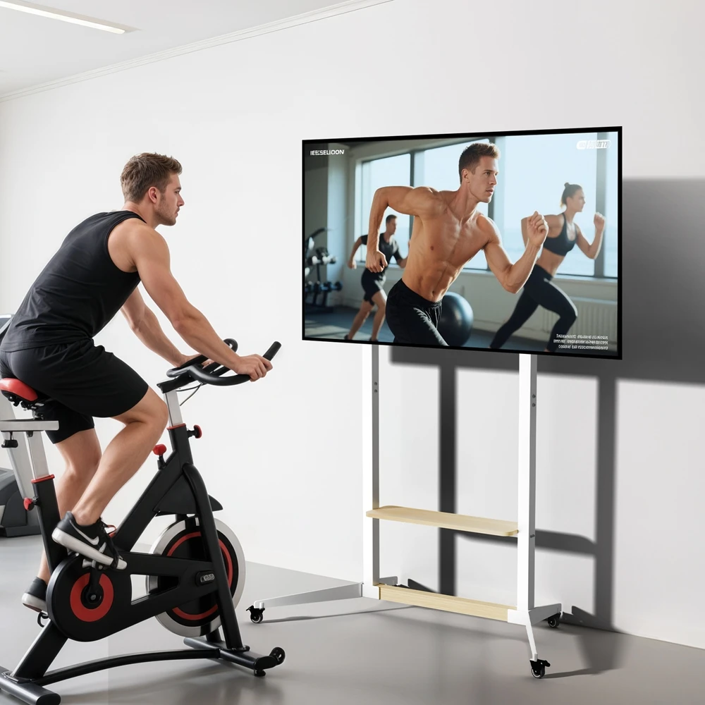 Mobile Corner TV Stand with Wheels for 40-100 Inches Height Adjustable Floor TV Mount Max Load 100kg