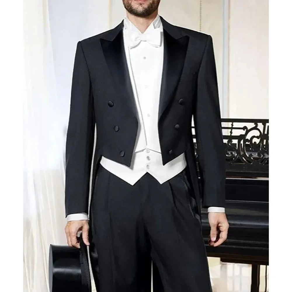 

Elegant Men's Suit Sets- Slim Fit Tuxedo Jacket+Vest+Pant Set for Weddings & Formal Occasions Black Suit