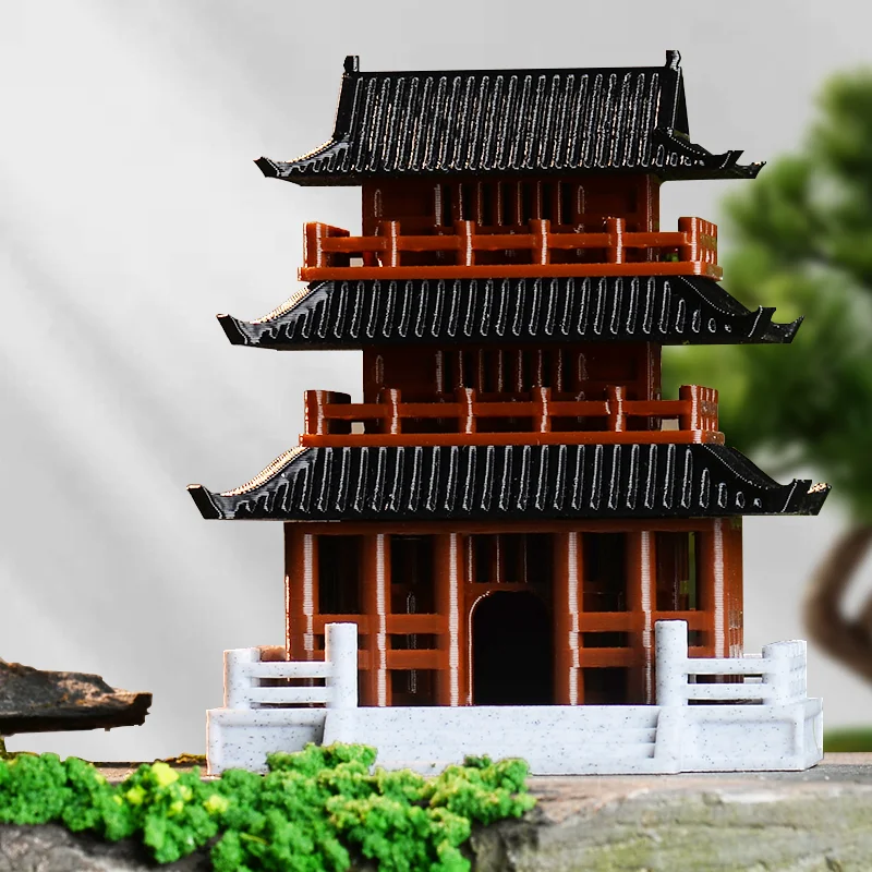 

Миниатюрная модель китайской архитектуры, комплект восьмиугольной пагода, декор из смолы для аквариума, ландшафтный дизайн, настольный миниатюрный дисплей