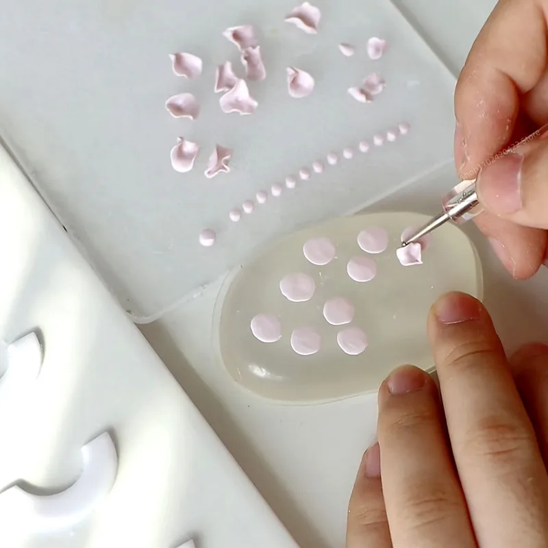 Mini almofada de silicone transparente cerâmica macia argila de polímero pétalas flor artesanal diy fazendo ins brincos ferramentas auxiliares