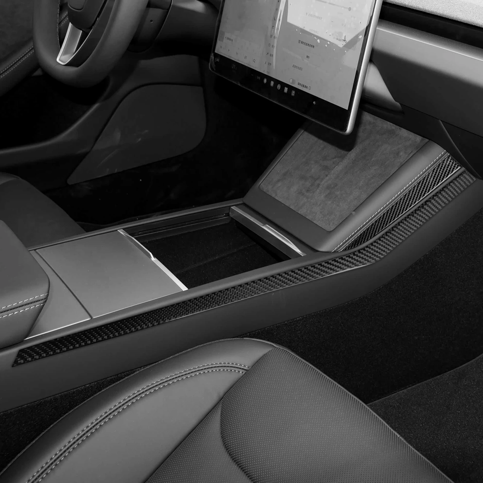 For Tesla Model 3 2023-up Central Control Side Trim Panel Cover Decorative Carbon Fiber Automotive Interior Accessory Stickers