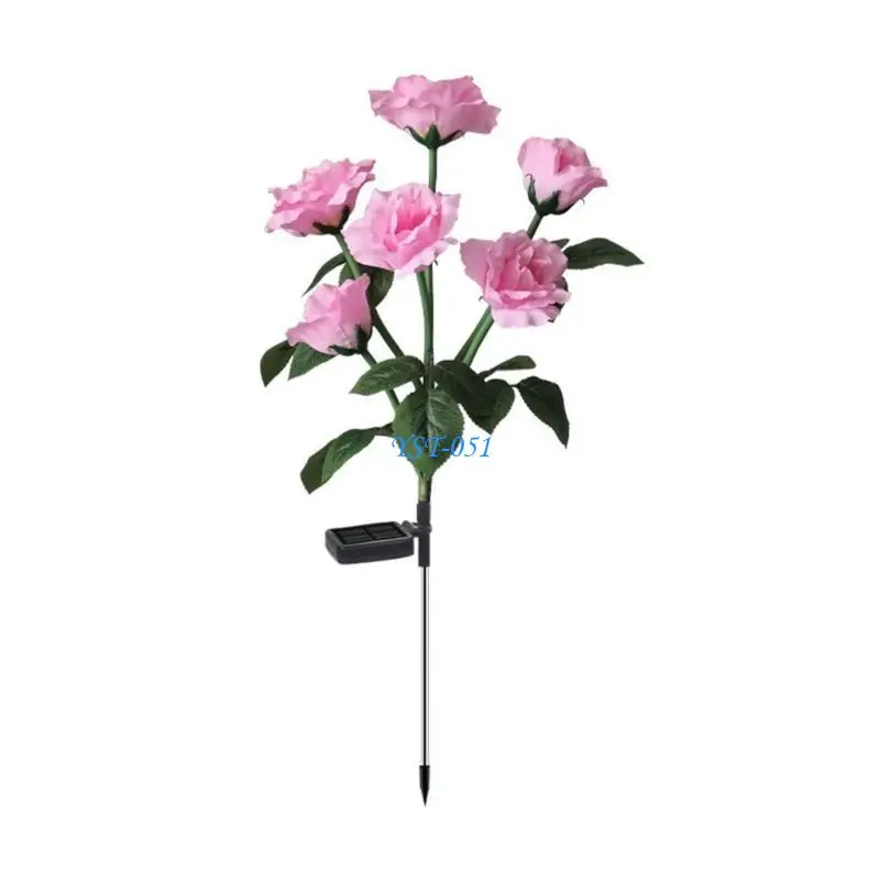 E15A أضواء حديقة الطاقة الشمسية في الهواء الطلق ديكور أضواء زهرة الورد الشمسية أضواء المناظر الطبيعية