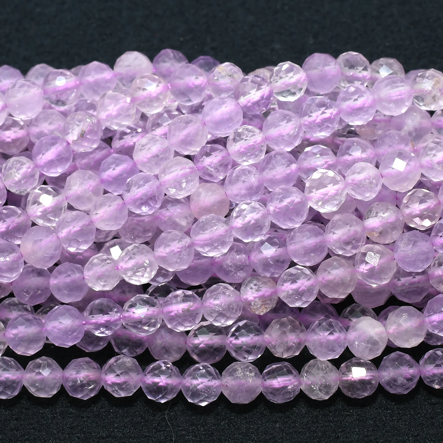 Natural Light Amethyst Faceted Round Beads 4.5mm