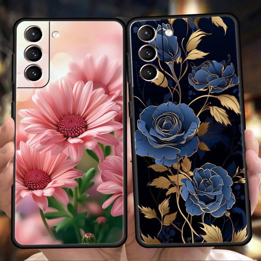 Flower Phone Case for Samsung Galaxy S24 S23 S22 S20 S21 FE Ultra S10 S10E S9 S8 Plus 5G Silicone Soft Cover Capas Fundas Bags