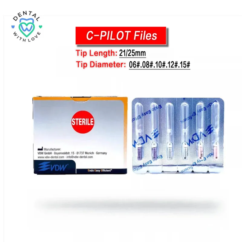 

Dental VDW Root Canal Files C-PILOT files 6Pcs/Pack 21/25mm oral cavity repair treatment Nursing materials Tools 06#-15#