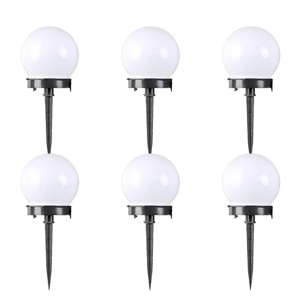 

6pcs Solar Grass Lamp Durable Plastic Waterproof Round Ball Shape Wide Angle Garden Lighting Lawn Patio Outdoor Landscape Ground