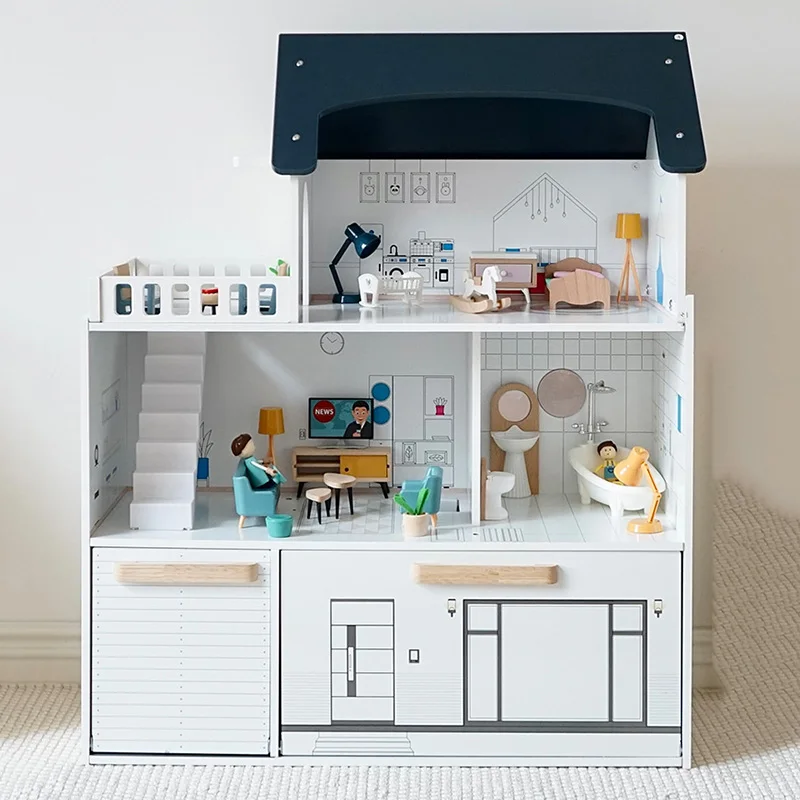 Children Play Home Simulation Princess Room Wooden Luxury Villa Doll House Boy Girl Scene Toys