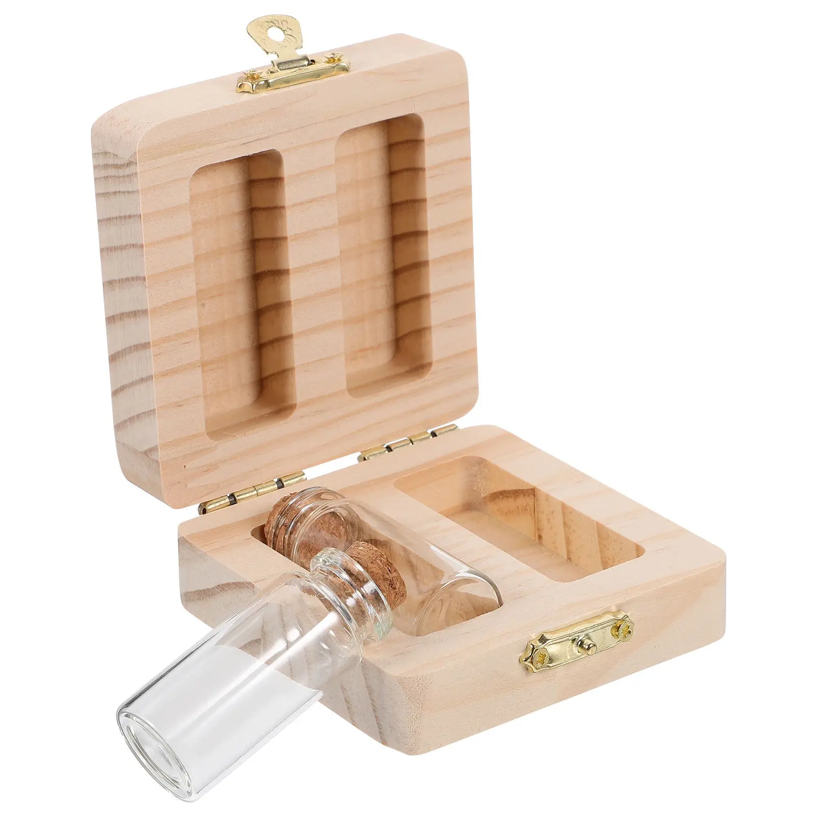 Wooden Fetal Hair Storage Box Umbilical Cord Preserving Bottle Teeth Organizer Keepsake Collection Box for Infant Memorial