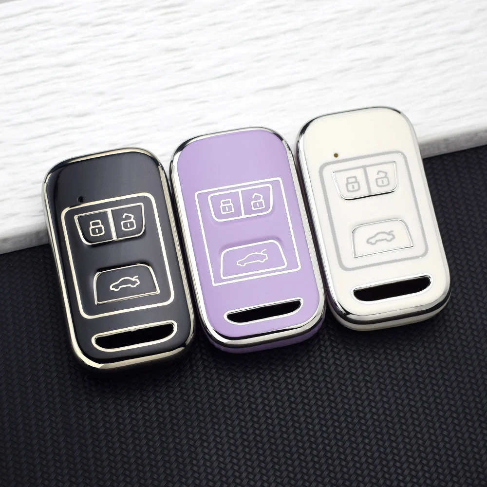 

3 Buttons Soft TPU Car Key Fob Cover Case for Chery Tiggo 8 5X 4 7 3 Glx Arrizo Key Protector Holder Keychain Set Accessories