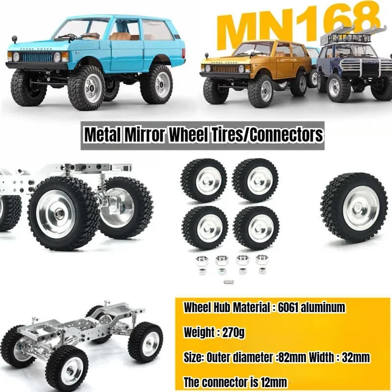 MN MN168 MN128 1/12 RC Climbing Remote Control Car Modified Parts Upgraded Metal Mirror Hub Wheels
