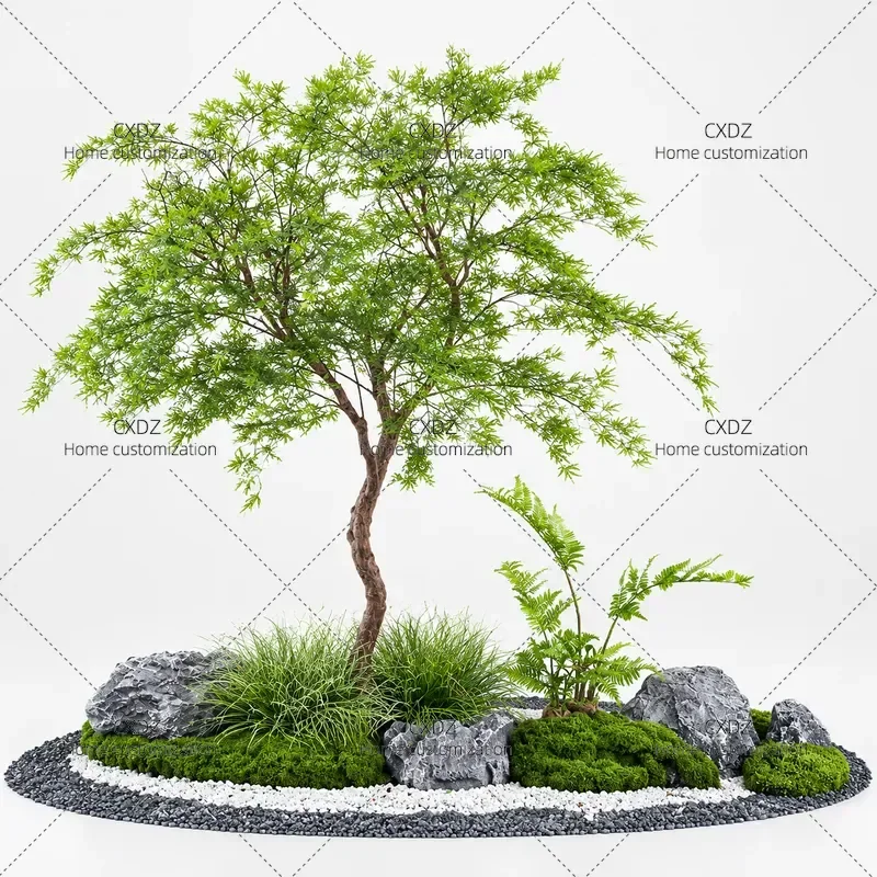 Large Artificial Maple Leaf Tree Simulation Feather Plant Floor Standing Greenery for Hotel Corridor Landscaping Home Decor