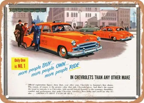 METAL SIGN - 1950 Chevy Taxicabs Only One is No Vintage Ad 2