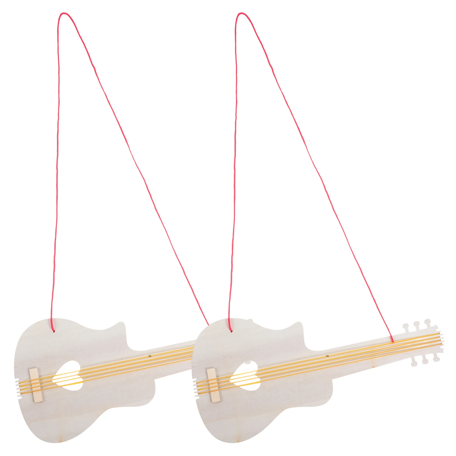 

2 Pcs Wooden Guitar Toy Kids Diy Crafts Unfinished Blank Wood Material Sturdy Easy Assemble Musical Instruments Handmade