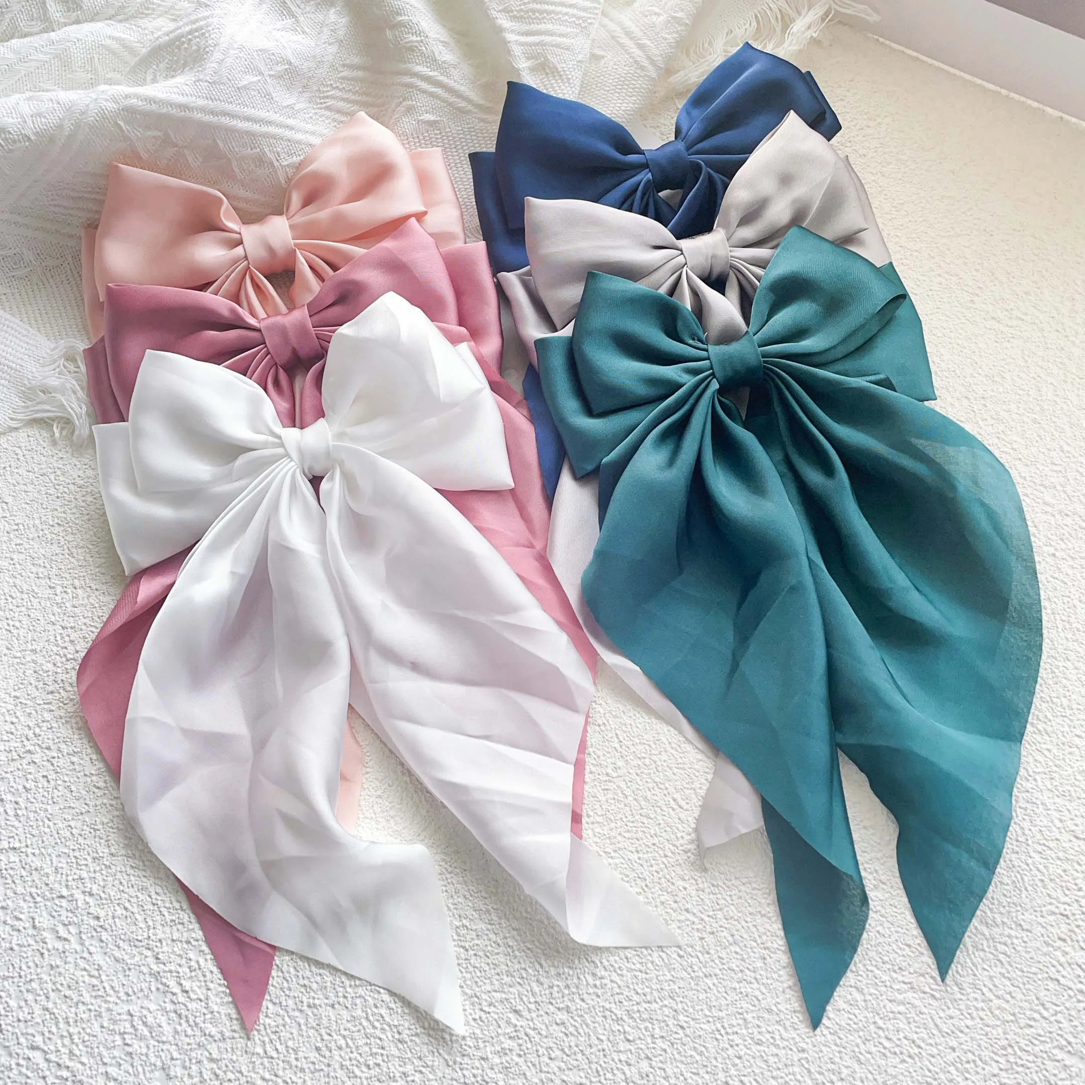 1 шт., популярная в Интернете элегантная атласная заколка для волос с большим бантом и принтом, летние предпочтительные аксессуары для волос для девочек