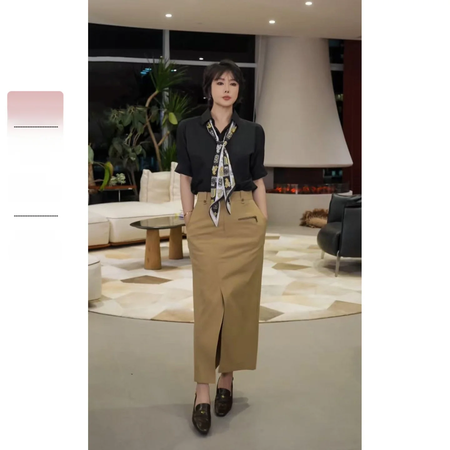 

Новая весенняя женская повседневная юбка с высокой талией, прямым кроем и разрезом, модная, универсальная, из полиэфирного волокна, для отдыха