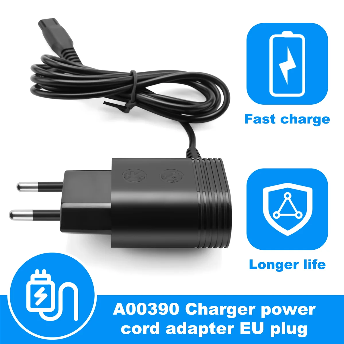 Alimentação Cord Adapter Adequado para Shaver, UE Plug Charger, A00390