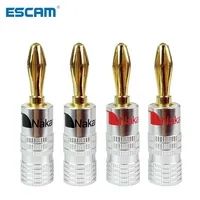 ESCAM 4pcs Connector 4mm Speaker banana plugs 24K Copper gold plated 4mm Jack match with 4mm binding post