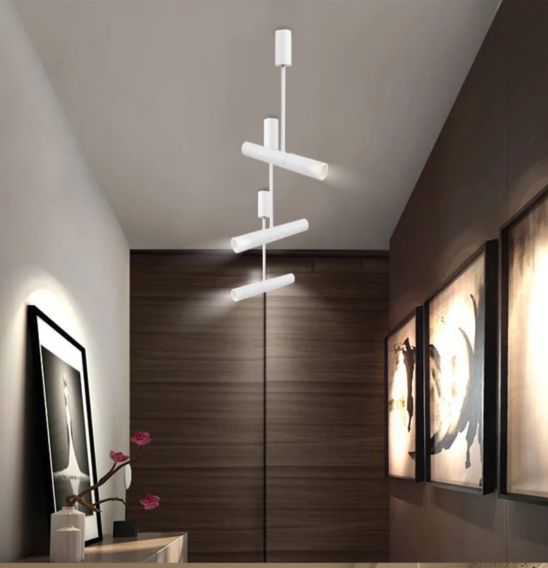 LED Chandelier With Adjustable Angle Spotlight Coffee Shop Restaurant Decoration Ceiling Light Minimalist Bedroom Bedside Lamp