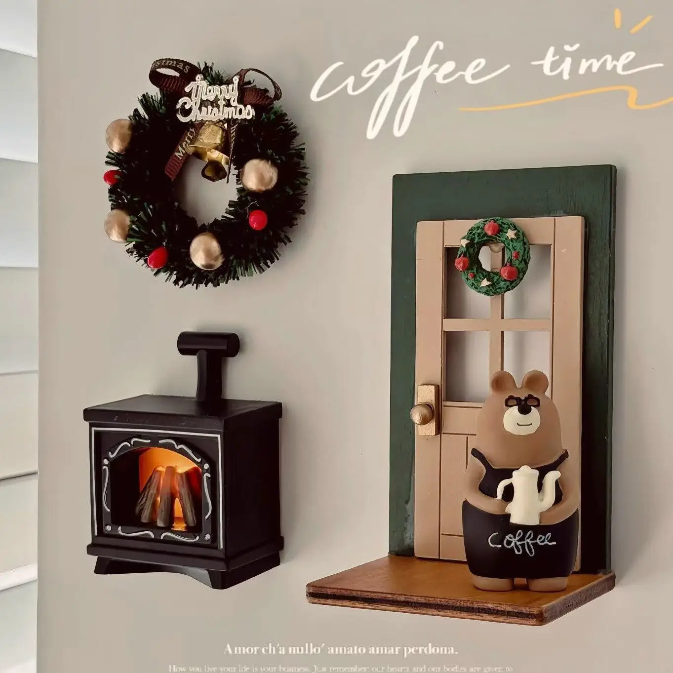 ثلاثية الأبعاد مغناطيس الثلاجة البلاستيك مشهد عيد الميلاد المغناطيس المشهد الصغير الديكور نابضة بالحياة عيد الميلاد إكليل مغناطيس الثلاجة ل