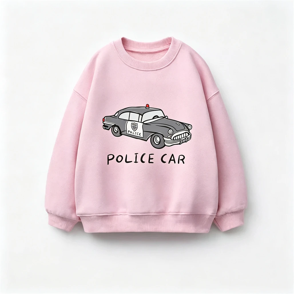 Little Car Printed Tops Boys Spring Clothing Solid Color Versatile Hoodie Casual Sports Wear Kids Fashion Crewneck Pullovers