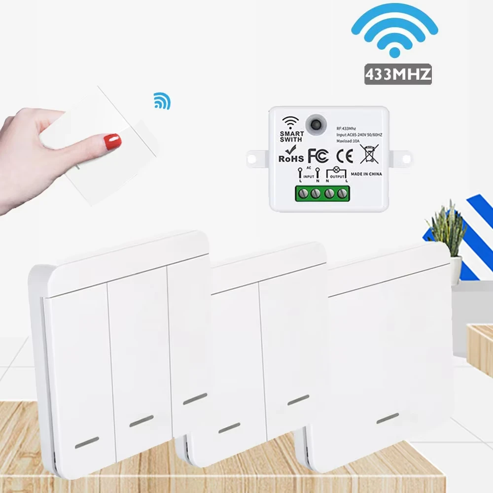 RF 433Mhz Remote Control Wireless Light Wall Switch 1/2/3Gang Interruptor Smart Lighting Switch For Lamp LED 10A 110V 220V