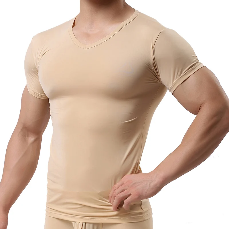 Camiseta de seda gelo para homens verão respirável manga curta topos masculino secagem rápida camiseta treinador magro topos