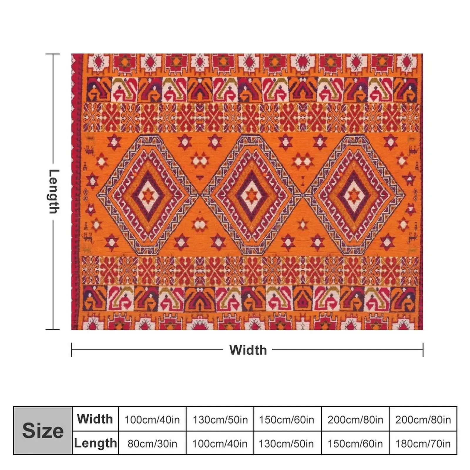 Traditional Moroccan Heritage Artwork Design Throw Blanket Heavy Loose Blankets