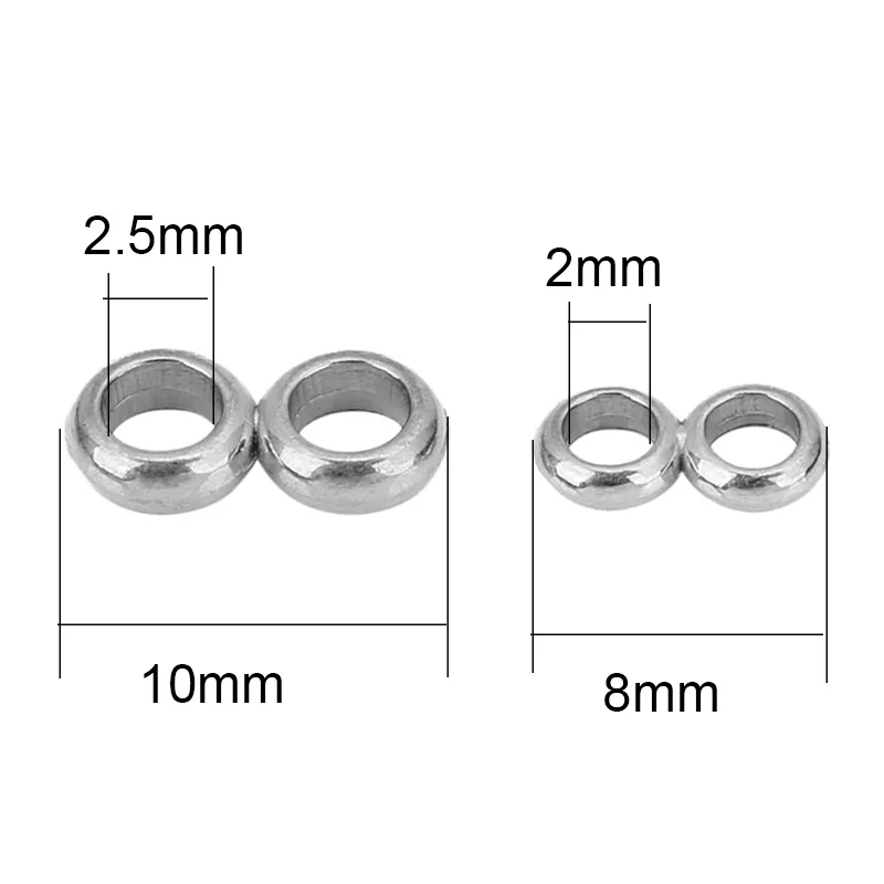 20pcs PVD Stainless Steel Spacer Beads For Multilayer Necklace 8 10 mm Large Double Hole Stopper Beads Bracelet Jewelry Making