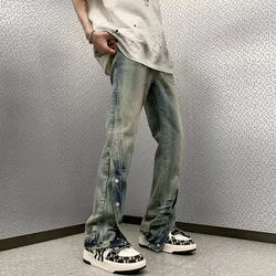 2023 New Fashion Y2K Streetwear Baggy Flared Jeans Pants Men Clothing Washed Blue Straight Vintage Denim Trousers Pantalon Homme