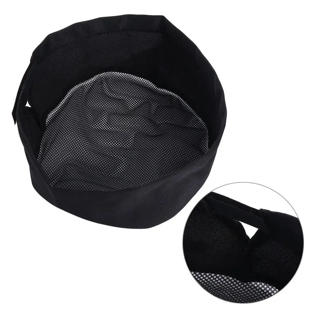 

Japanese-Style Breathable Sushi Cap Adjutable Strap Single Layered Chef Flat Top Caps Black Comfortable Chef Hat