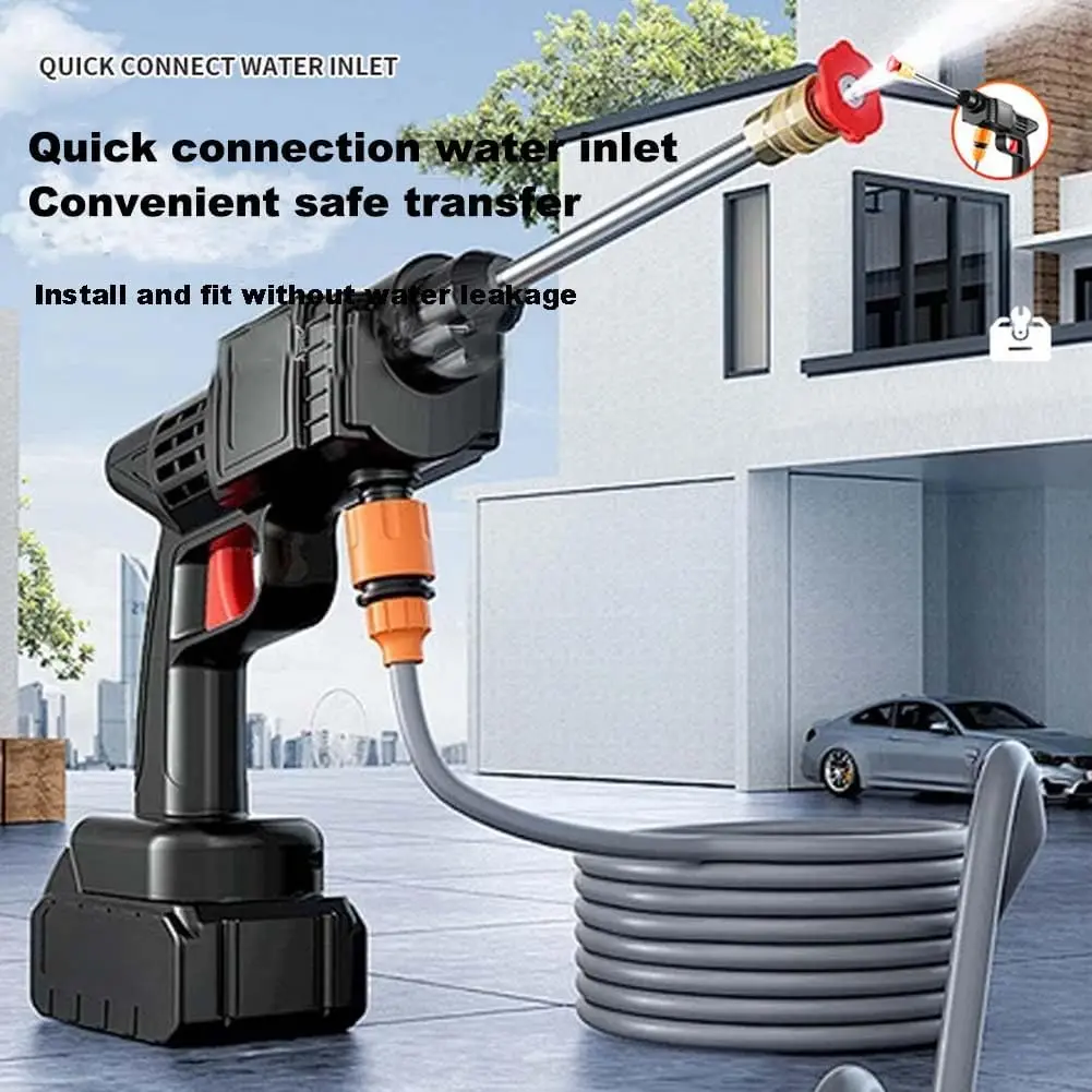 غسالة ضغط لاسلكية 30 بار 48 فولت، بطارية قابلة للشحن تعمل بفوهتين للسيارات والأسوار والانحياز