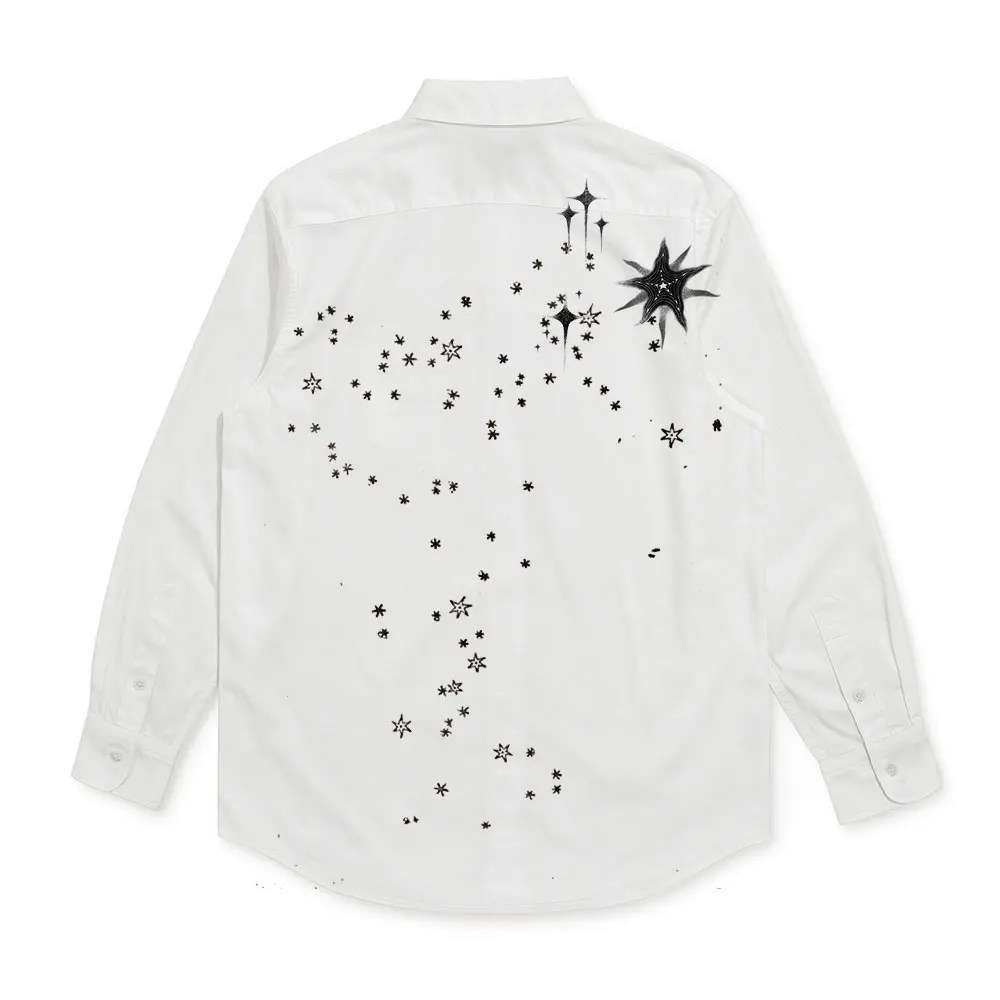 White Shirt Star Shoulder Decoration Lazy Style Small Audience Design Sense Layering High-End Feeling Visual System