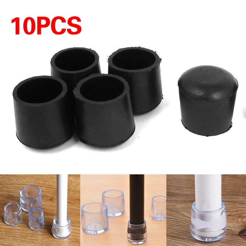 10Pcs/lot PVC Chair Table Leg Floor Protector Foot Cover Transparent Black Non-slip Furniture Floor Protector Pads Round Square