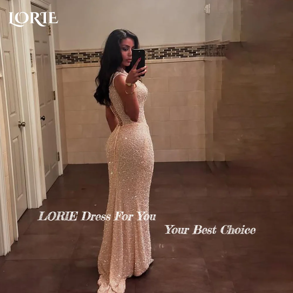 فستان سهرة بحورية البحر بكتف واحد من LORIE فستان حفلات سعودي لامع فستان حفلات سباركلي شق بدون ظهر مخصص فستان كوكتيل 2025
