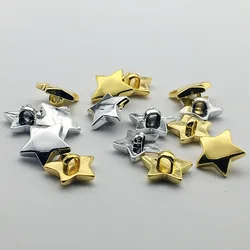 50pcs 12.5mm Acrylic Shiny Metallic Star Shank Buttons Sewing DIY Garment Accessories Silver/Gold