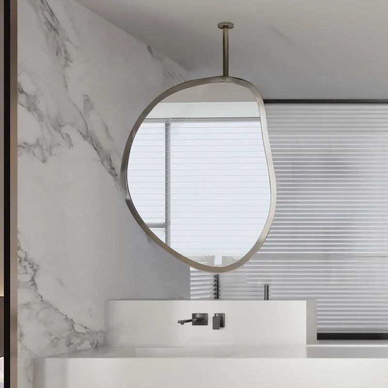 Designer boom light luxury suspended double-sided mirror bathroom washstand wall-mounted special-shaped bathroom mirror