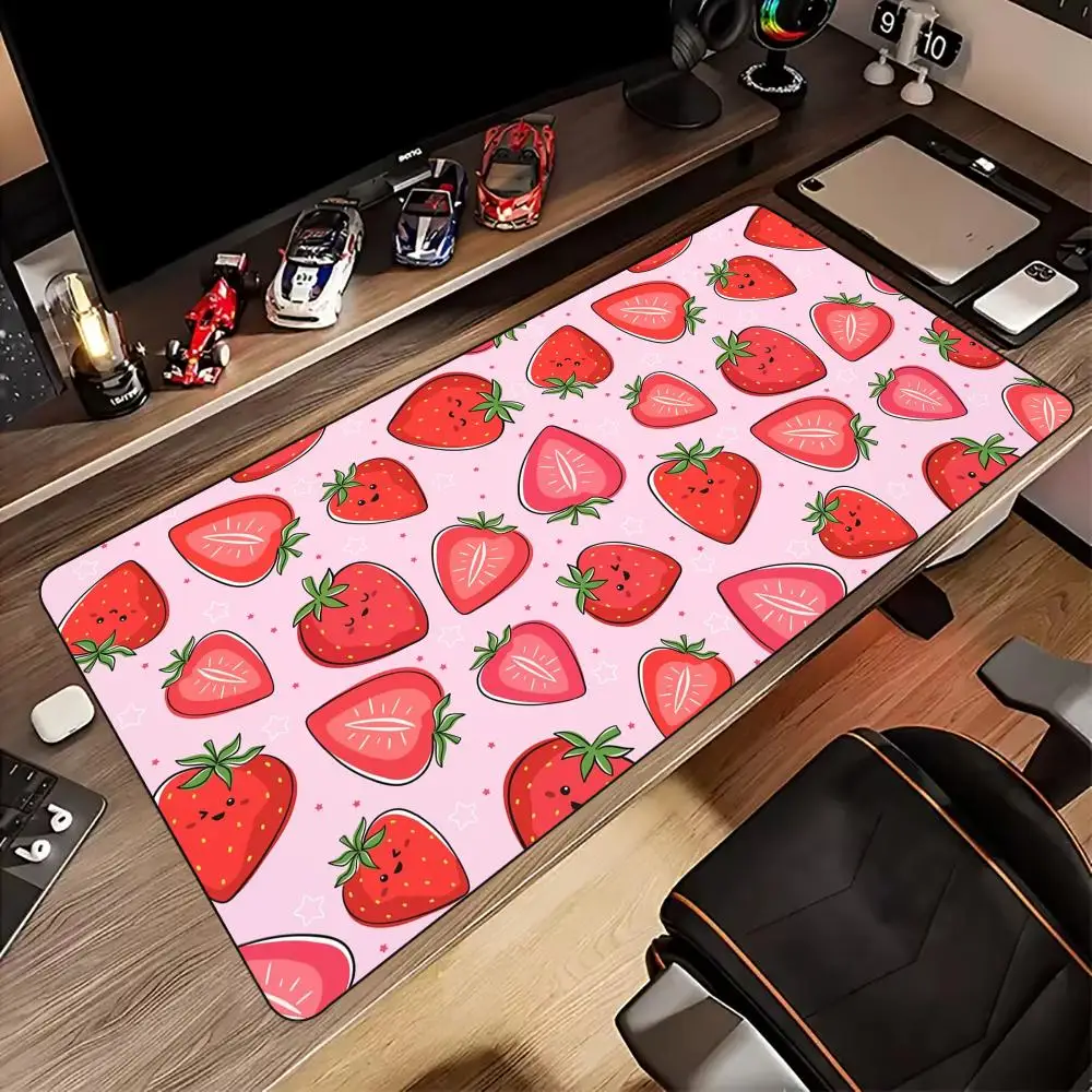 

Strawberry pattern Mouse Pad non-Slip rubber base Desk Mat with Stitched Edges pc accessories Gaming mat cute keyboard pad