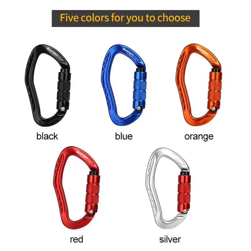 XINDA Professional Rock Climbing Carabiner 22KN Safety Pear-shape Safety Buckle Hiking Survival Kit Protective Equipment