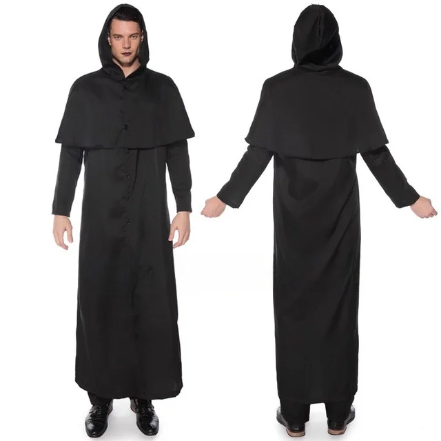 

2019 New Halloween Priest Costume Men's Wizard Monk Outfit Killer Suit Stage Performance Traditional Chinese Opera Clothing