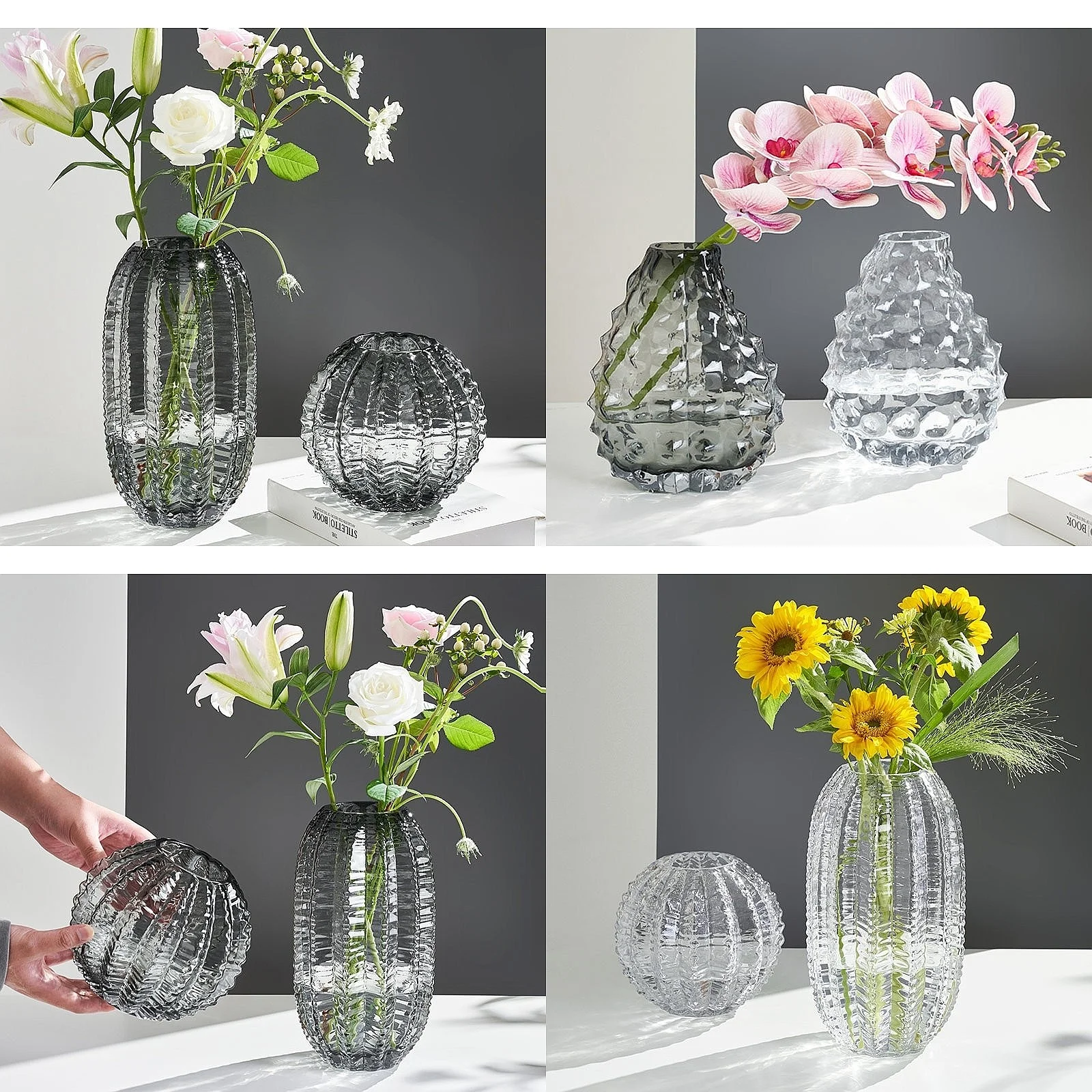 Durian Vase with Thorns Glass Hydroponic Flower Pot Modern Desk Decor Floral Arrangement