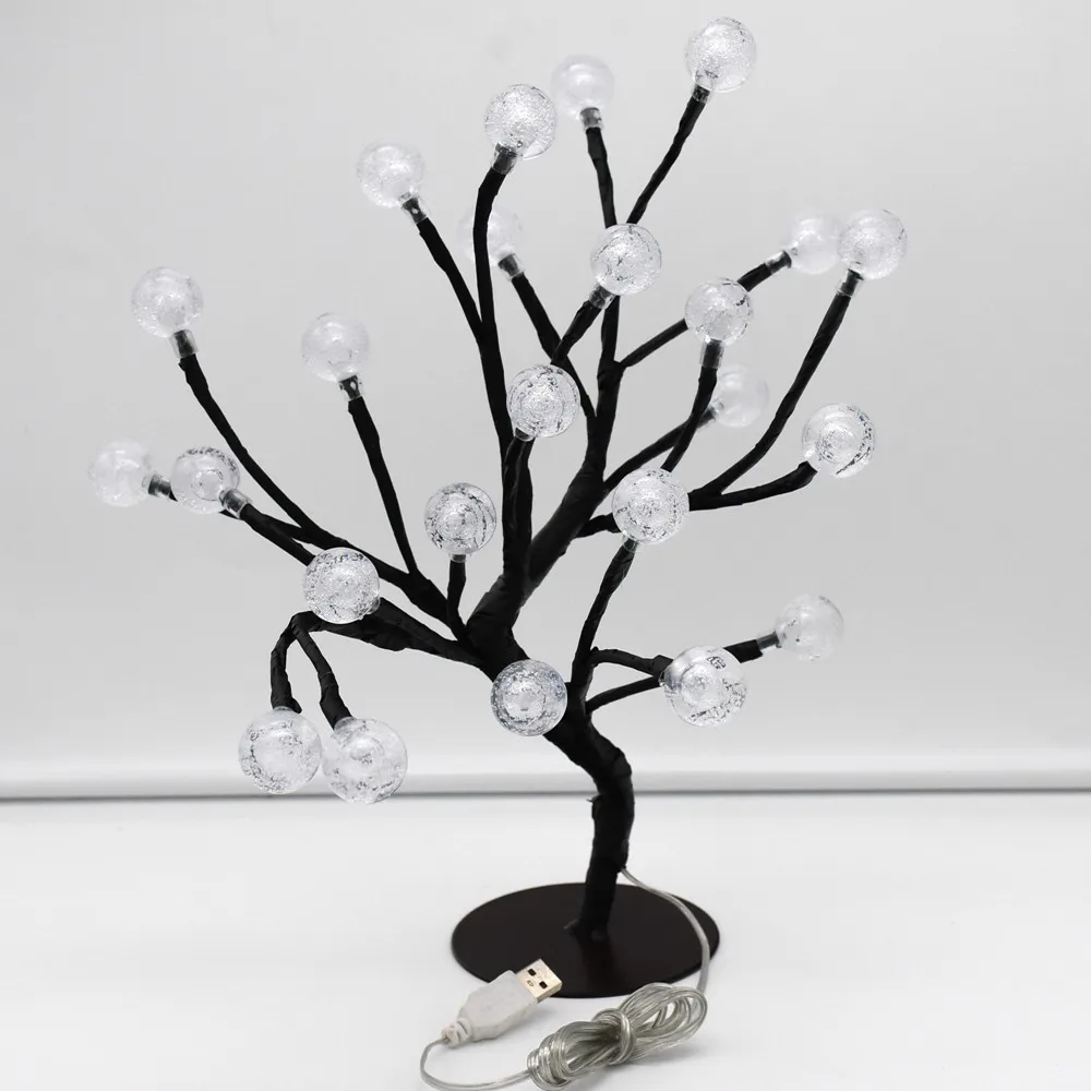 Pop USB Creative LED Table Lamp Crystal Bubble Ball Tree Night Lamps Home Decor Indoor Romantic Wedding Christmas Decoration