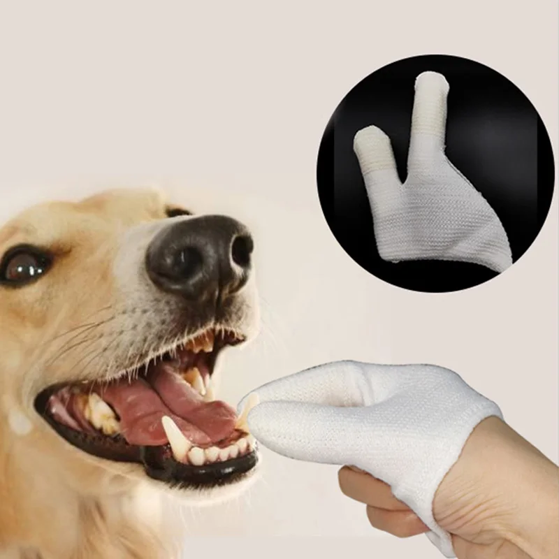 Pet Oral Care Two-Finger Brushing Finger Cots Tartar Removal Dog Cat Toothbrush Cochlear Clean Finger Cover Pet Care Supplies