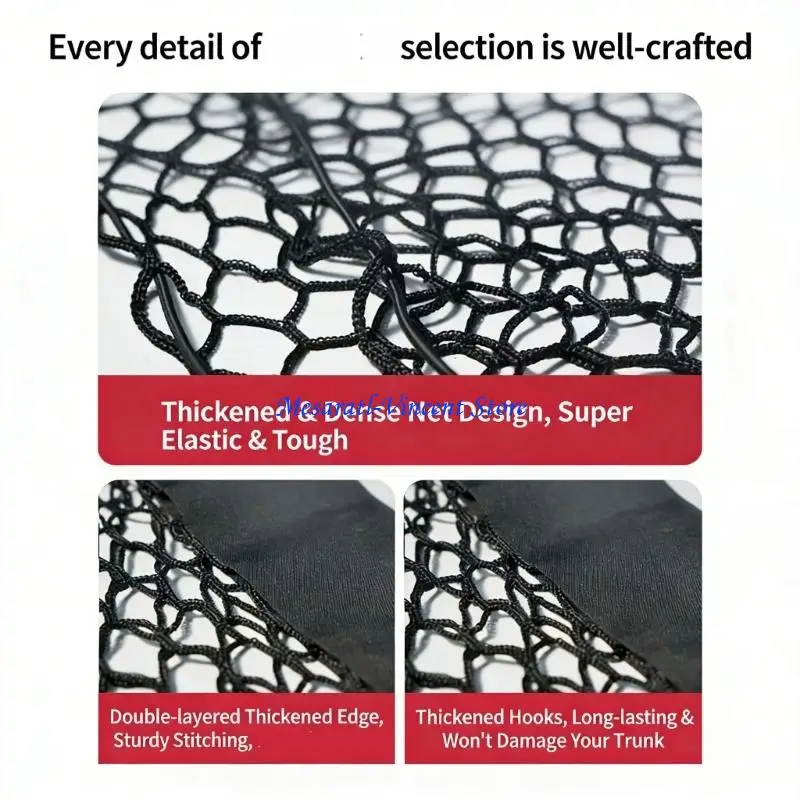 A70F Double Layer Elastic Car Trunk Netting Backrest Storage For Maximizing Space And Keeping Items In Place