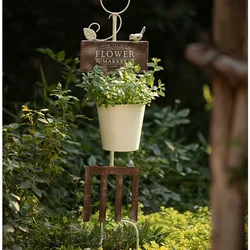 Retro Do Old Plant Stand Courtyard Iron Stand For Flowers Lawn Planting Climbing Bracket Pastoral Style Garden Bird Decorations